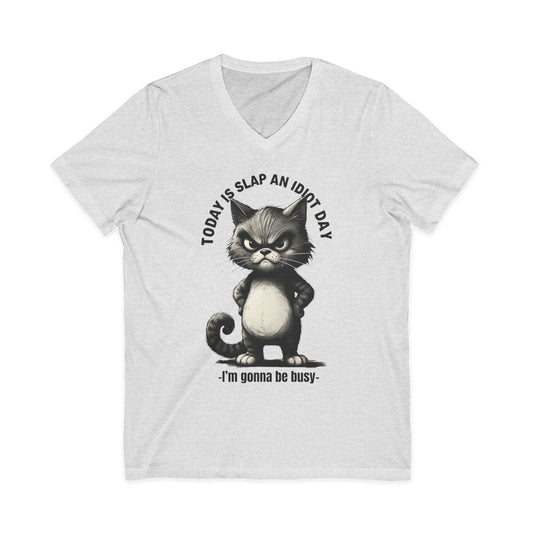 “Today Is Slap an Idiot Day” Cat T-Shirt – Funny Sarcastic Cat Lover Tee