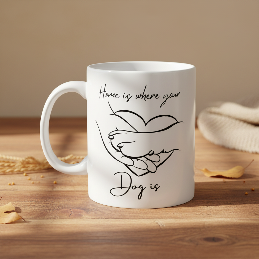 Home is Where Your Dog is Mug - Rustic Background