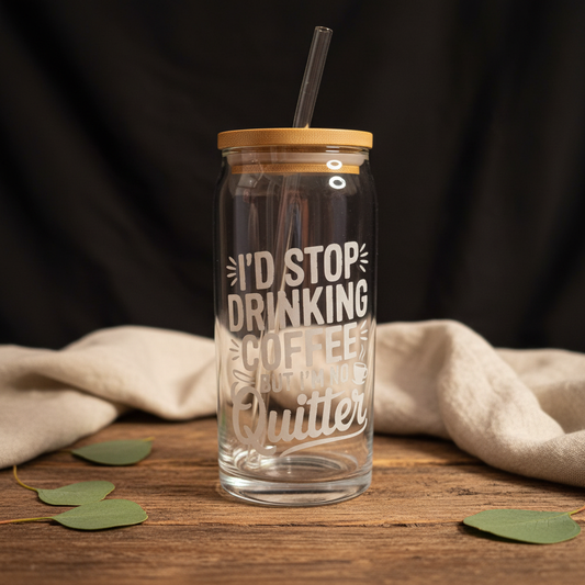 20oz Custom Engraved Glass Cup - Rustic