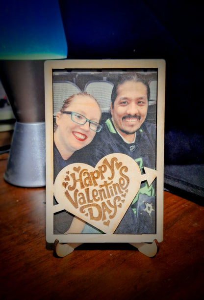 Valentines Custom Layered Sublimated Wood Photo with Laser Engraved Frame