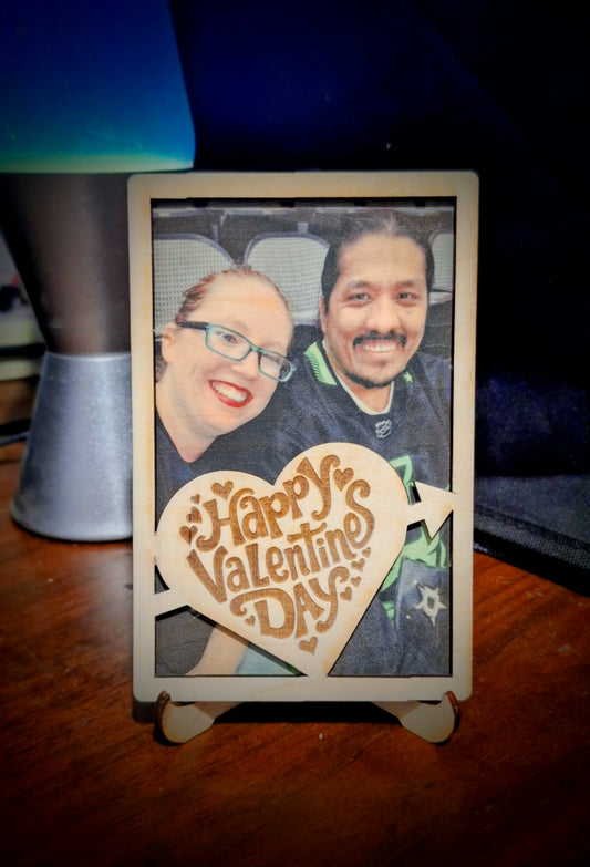 Valentines Custom Layered Sublimated Wood Photo with Laser Engraved Frame