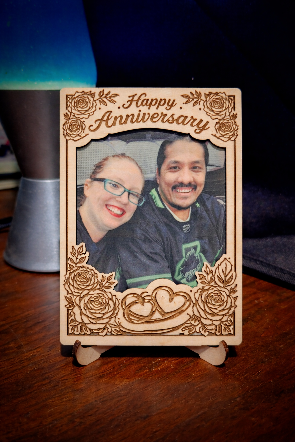 Valentines Custom Layered Sublimated Wood Photo with Laser Engraved Frame