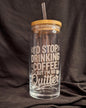 20oz Custom Engraved Glass Cup | Bamboo Lid & Straw