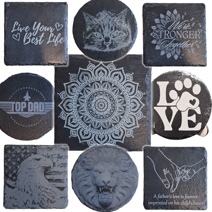 Custom Engraved 4 inch Slate Coasters
