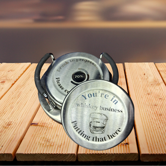 Engraved Stainless Coasters- Set of 6