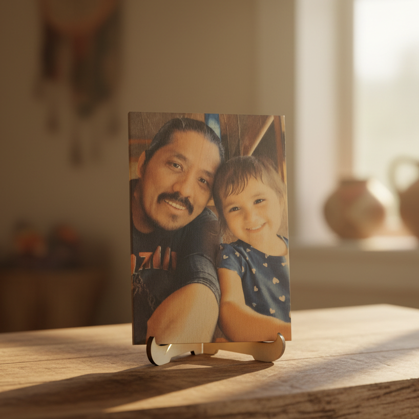 Custom Sublimated Wood Photo with Stand - Rustic