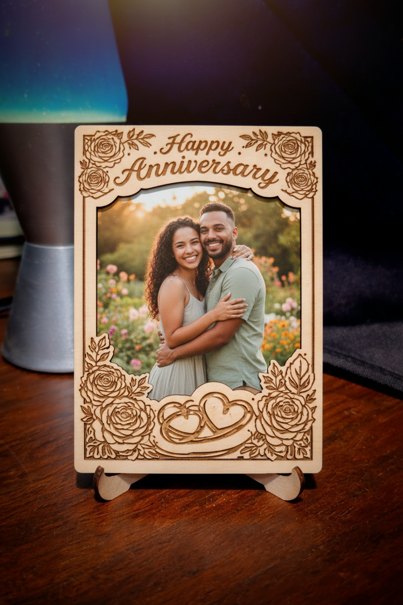 Custom Wood Photo Frame - Anniversary matching Valentine's style