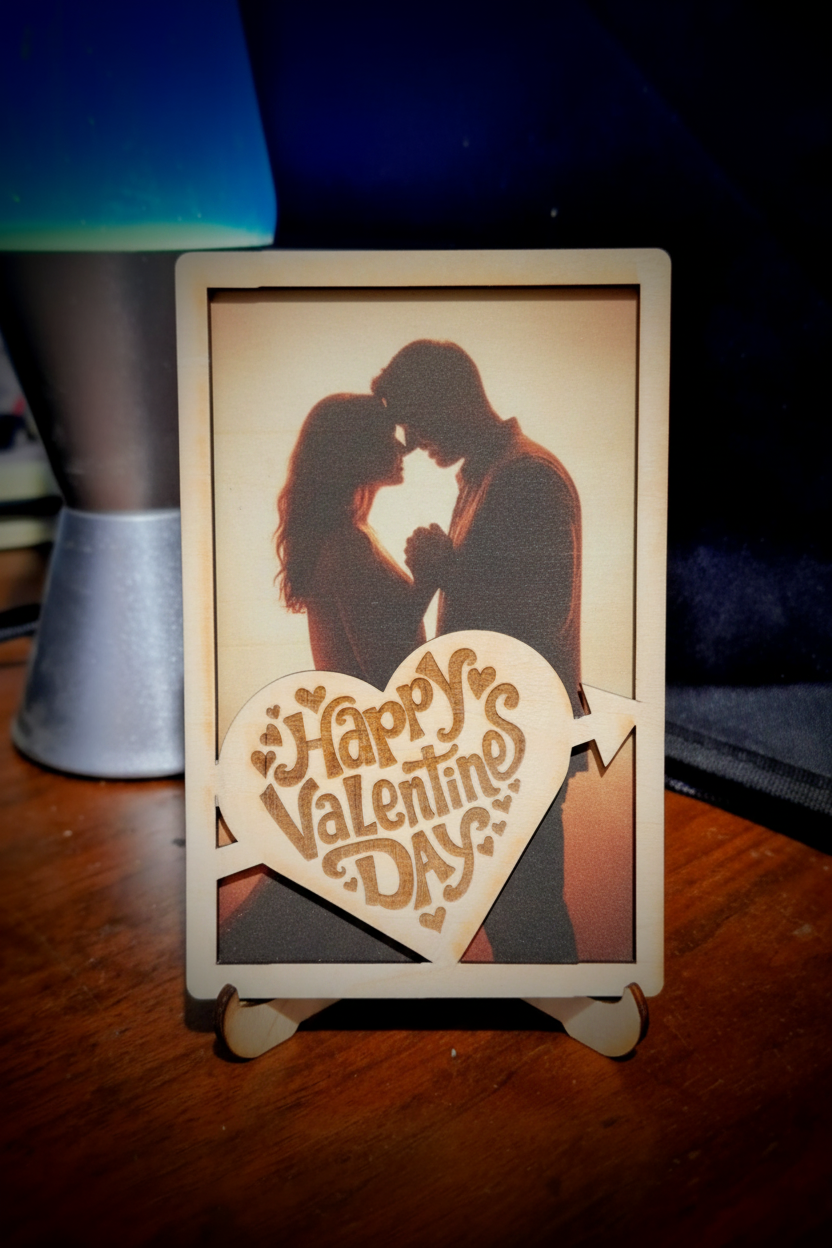 Custom Wood Photo Frame - Happy Valentine's Day