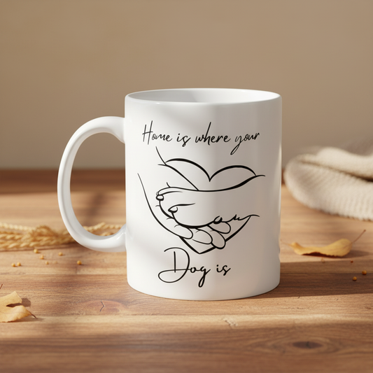 Home is Where Your Dog is Mug - Rustic Background