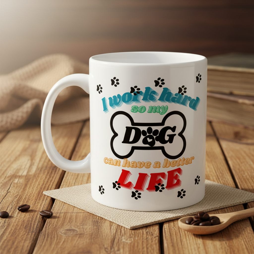 I Work Hard So My Dog Can Have a Better Life Mug - Rustic Background